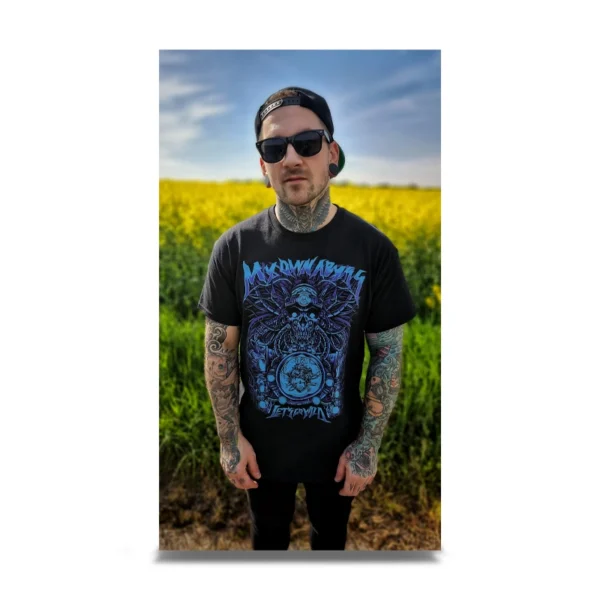 Metalcore Man in "Let's Go W!LD" T-shirt