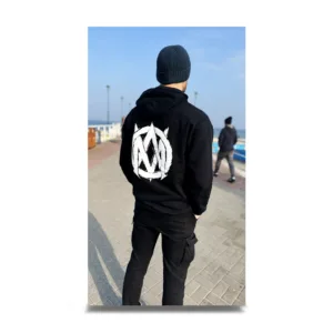A man wearing My Own Abyss Hoodie in back